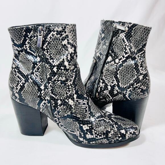 Steve Madden Dallas Reptile Print Zip Ankle Boots Size 8M Western Heels Used - Picture 2 of 10